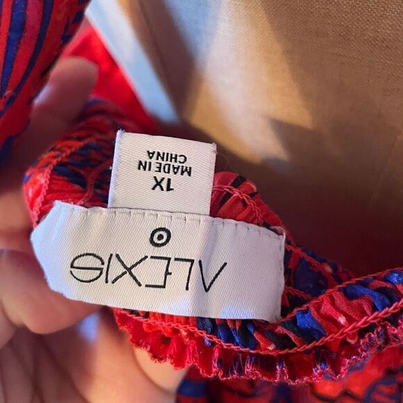 ALEXIS for TARGET | red & blue lightweight v neck maxi tropical leaf tie summer - Picture 11 of 15